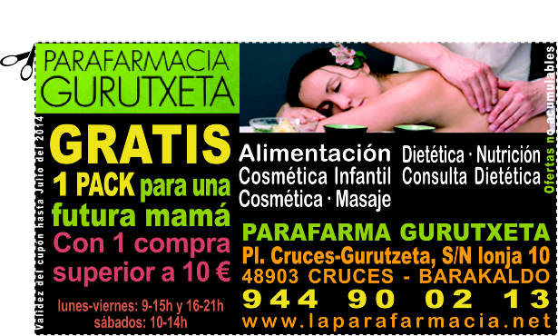 GRATIS 1 PACK para una futura mamá en PARAFARMA GURUTXETA en CRUCES BARAKALDO